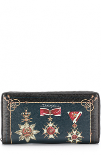 Кожаное портмоне на молнии с отделениями для кредитных карт и монет Dolce &amp; Gabbana