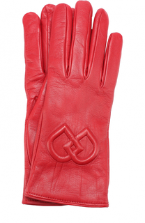 Кожаные перчатки с логотипом бренда Dsquared2