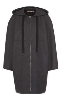 Шерстяное пальто на молнии с капюшоном Marni