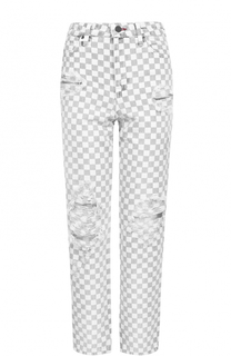 Укороченные джинсы в контрастную клетку Denim X Alexander Wang