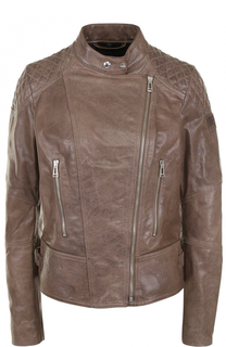 Приталенная кожаная куртка с косой молнией Belstaff