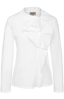 Приталенная хлопковая блуза с оборками Armani Collezioni