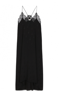 Шелковое платье-комбинация с кружевной отделкой Zadig&amp;Voltaire