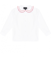 Хлопковая блуза с контрастной отделкой Oscar de la Renta