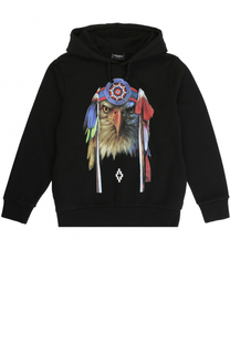 Хлопковый свитшот с принтом и капюшоном Marcelo Burlon Kids of Milan