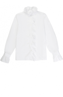 Хлопковая блуза прямого кроя с оборками Dal Lago