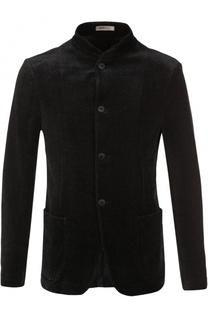 Однобортный хлопковый пиджак с воротником-стойкой Armani Collezioni
