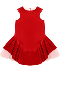 Хлопковое мини-платье с ассиметричной юбкой и многослойной подкладкой I Pinco Pallino