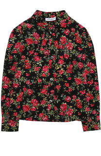 Шелковая блуза с цветочным принтом и бантом Dolce &amp; Gabbana