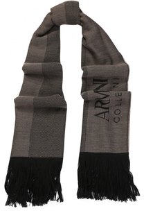 Шерстяной шарф с бахромой Armani Collezioni
