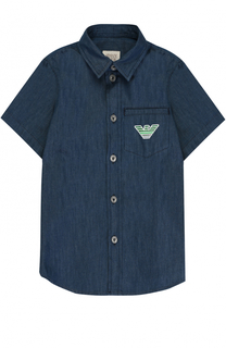 Рубашка из денима с логотипом бренда Giorgio Armani