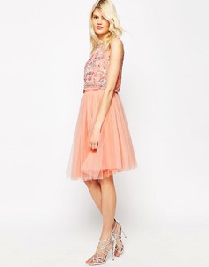 Юбка миди из тюля Needle & Thread - Оранжевый