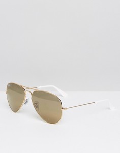 Солнцезащитные очки-авиаторы с зеркальными стеклами Ray-Ban 0RB3025 - Золотой