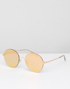 Круглые солнцезащитные очки с золотистыми стеклами ASOS - Золотой