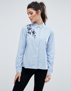 Рубашка в тонкую полоску с вышивкой Vero Moda - Синий