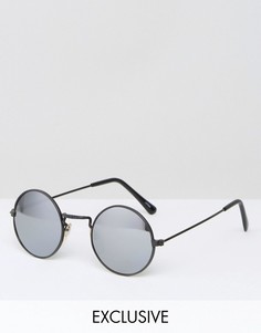 Круглые солнцезащитные очки с зеркальными стеклами Reclaimed Vintage - Черный