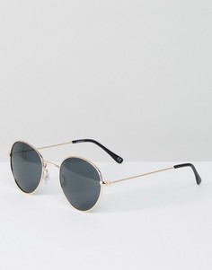 Круглые солнцезащитные очки в золотистой металлической оправе ASOS - Золотой