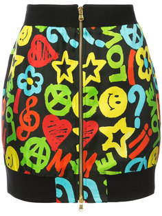 юбка на молнии с принтом peace and love Moschino