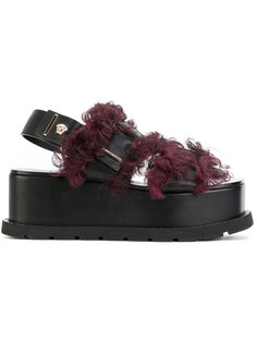 сандалии с мехом на платформе Versace