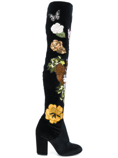 embroidered appliqués knee high boots Strategia
