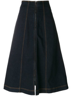 джинсовая расклешенная юбка миди  Fendi