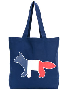 сумка-тоут с трехцветным изображением лисы Maison Kitsuné