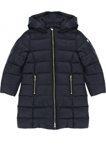 Стеганый пуховик с капюшоном Armani Junior