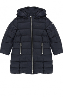 Стеганый пуховик с капюшоном Armani Junior