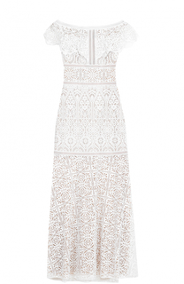 Кружевное платье-макси с открытыми плечами Tadashi Shoji