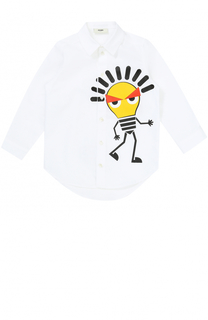 Хлопковая рубашка с принтом Fendi Roma