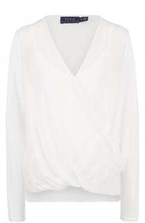 Блуза с драпировкой и V-образным вырезом Polo Ralph Lauren