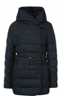 Стеганая куртка с капюшоном и поясом Armani Collezioni
