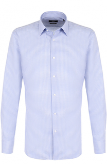 Хлопковая сорочка с воротником кент BOSS