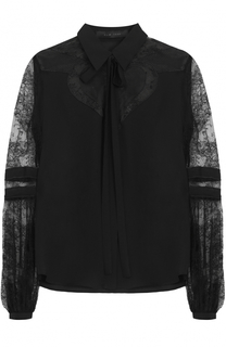 Блуза с воротником аскот и кружевными рукавами Elie Saab