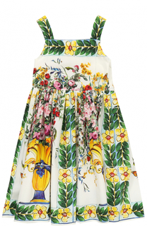 Хлопковый сарафан с контрастным принтом Dolce &amp; Gabbana