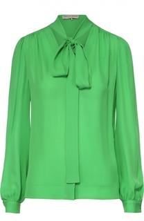 Шелковая блуза прямого кроя с воротником-аскот Emilio Pucci