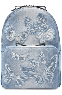 Рюкзак из денима с вышивкой в виде бабочек Valentino