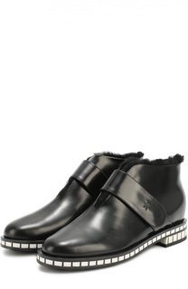 Кожаные ботинки на подошве с контрастными вставками Giorgio Armani