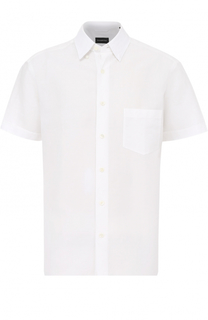 Рубашка с короткими рукавами из смеси хлопка и льна Ermenegildo Zegna