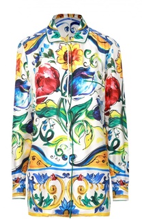 Шелковая блуза в пижамном стиле с ярким принтом Dolce &amp; Gabbana