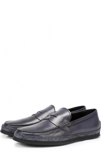 Кожаные мокасины с перемычкой и декоративной отделкой Tod’s