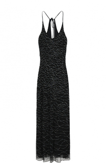 Платье-макси с контрастной вышивкой бисером Armani Collezioni