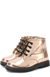 Ботинки из металлизированной кожи на шнуровке с молнией Il Gufo