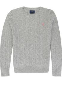 Пуловер фактурной вязки из шерсти и кашемира с логотипом бренда Polo Ralph Lauren