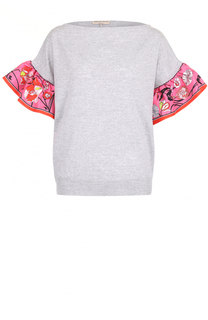 Топ с контрастными шелковыми рукавами Emilio Pucci