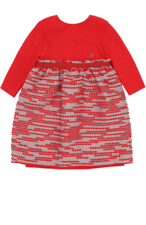 Мини-платье джерси с завышенной талией и декором на юбке I Pinco Pallino