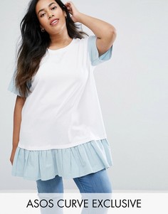 Туника с оборкой по нижнему краю и шнуровкой на спине ASOS CURVE - Мульти