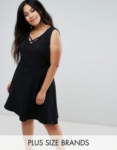Короткое приталенное платье с решетчатой отделкой New Look Curve - Черный