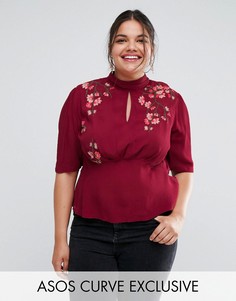 Блузка с вышивкой ASOS CURVE - Красный