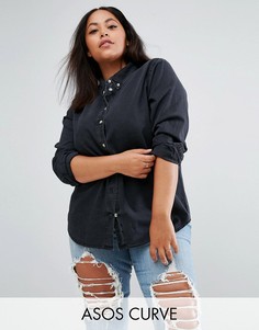 Черная выбеленная джинсовая рубашка ASOS CURVE - Черный